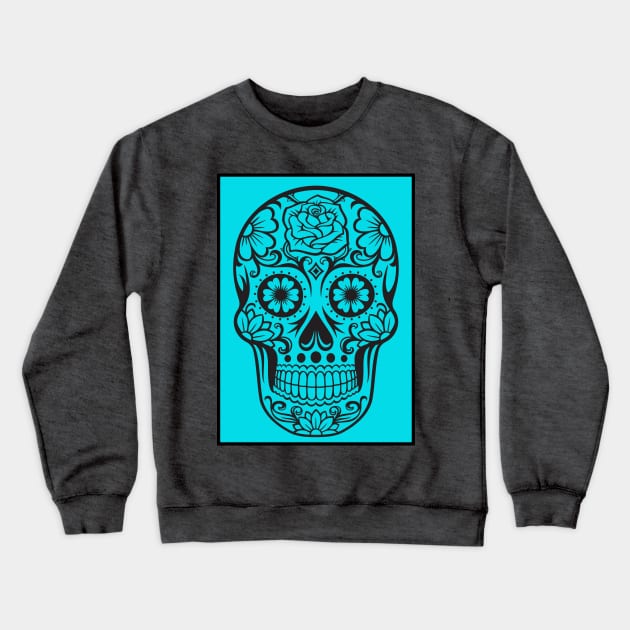 Dia de los Muertos Sugar Skull Blue Vibes Tee! Crewneck Sweatshirt by SocietyTwentyThree